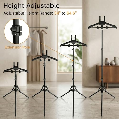 Clothes Steamer Rack Stand with Hanger and Gloves - 66.8 Inch Adjustable Garment Steaming Organizer