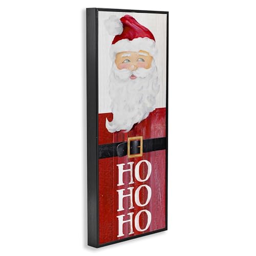 Santa Claus Rustic Red Suit Wall Art - Framed Giclee Christmas Decor - 10x24 Inches - Black Frame - Made in USA - Variation: Midnight Black & Box Frame