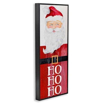 Santa Claus Rustic Red Suit Wall Art - Framed Giclee Christmas Decor - 10x24 Inches - Black Frame - Made in USA - Variation: Midnight Black & Box Frame