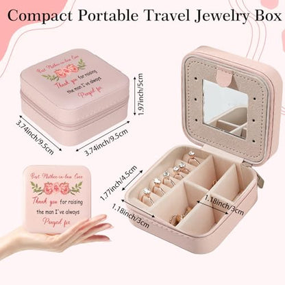 Mother in Law Jewelry Box - Pink Travel Organizer Gift from Daughter-in-Law