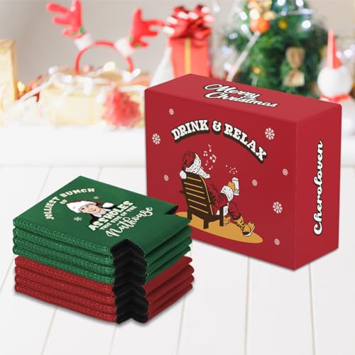Christmas Vacation Can Cooler Sleeves - 8 Pcs Reusable 12oz Beer & Drink Covers