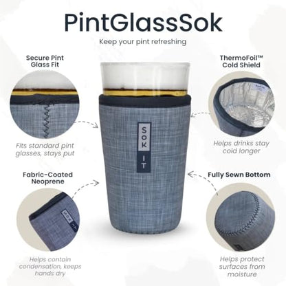 Buffalo Check Insulated Pint Glass Sleeve - No-Scent Neoprene Cover for Cold Drinks