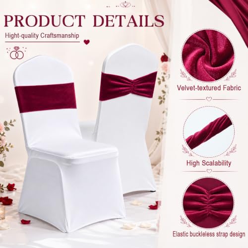 50 Pcs Red Spandex Wedding Chair Sashes with Bow - Elegant Party Decor