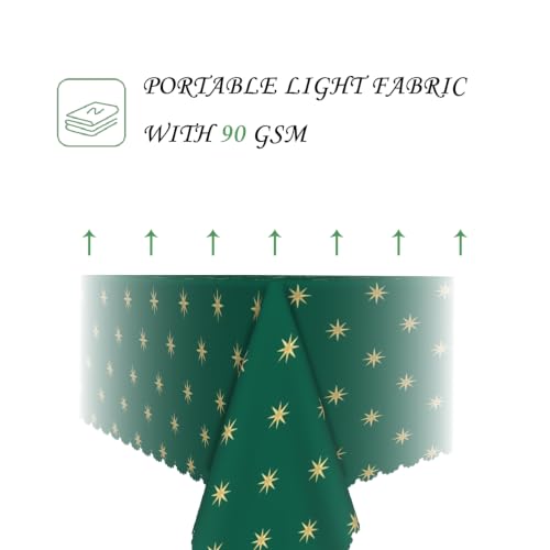 Green Christmas Tablecloth 70x120 Inches Washable Holiday Cover