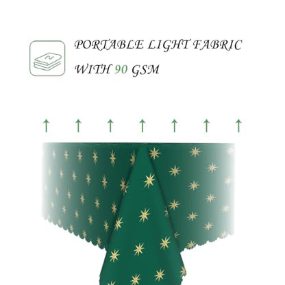 Green Christmas Tablecloth 70x120 Inches Washable Holiday Cover