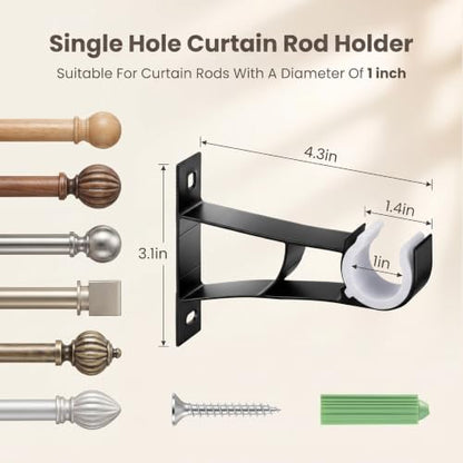 Heavy Duty Aluminum Curtain Rod Brackets Wall Mount Holders - 30 Pcs