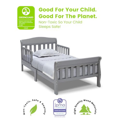 Toddler Bed with Guardrails and Waterproof Mattress - Grey