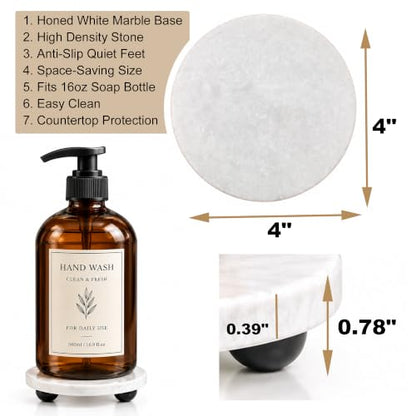 Natural Marble 4 Inch Round Pedestal Tray Stand for Bathroom & Kitchen - Variation 2
