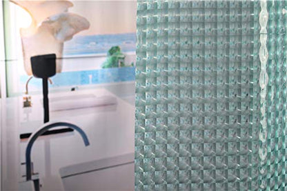 Adwaita Teal Waterproof PEVA Plastic Shower Curtain Liner Heavy Duty No Chemical Smell 12 Rustproof Grommets Holes with 12 C Hooks 72 x 72 inches