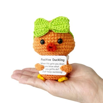 Positive Crochet Duckling Gift - Inspirational Animal Decor for Kids & Adults