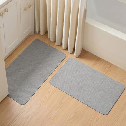 Sunfly Ultra Thin Non Slip Bathroom Rugs Sets 2 Piece Light Grey 17x27 Inches Variation of Light Grey / 2 Pieces