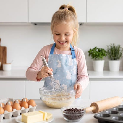 Kids Apron and Chef Hat Set - Rabbit Variation, Play Kitchen Accessories