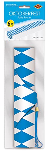 Printed Oktoberfest Table Runner Party Accessory 11x6 Feet Blue & White