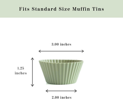 Skiennix Silicone Baking Cups - Reusable Muffin Liners, BPA Free, 12 Pack in White, Blue & Green