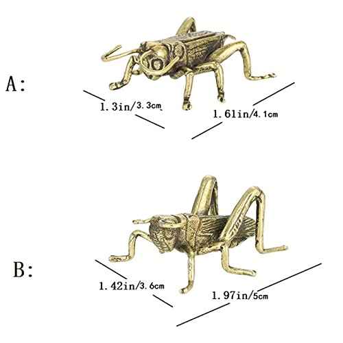 Copper Small Cricket Garden Figurine Statues, Solid Brass Lucky Cricket Rustic Fireplace Hearth Mantle Decor Home Study Desk Fun Children's Room Decoration (B)