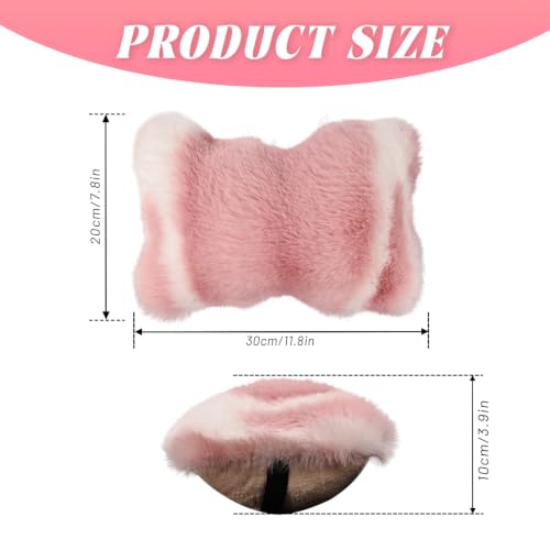 Pink Plush Car Neck Pillow Support Headrest for Vehicle Comfort - SendyFeather