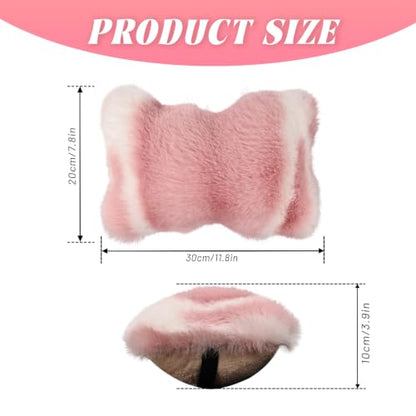 Pink Plush Car Neck Pillow Support Headrest for Vehicle Comfort - SendyFeather