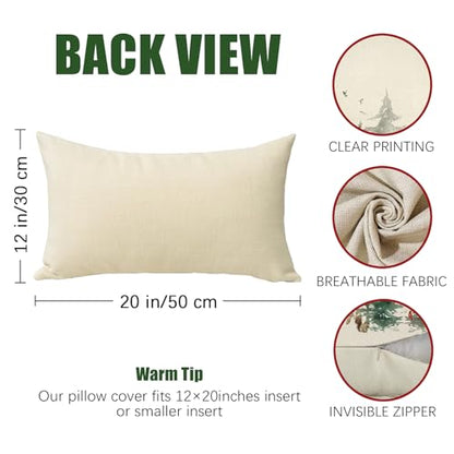 Fahrendom Christmas Woodland Animals Lumbar Pillow Cover - Snow Animals 20x12