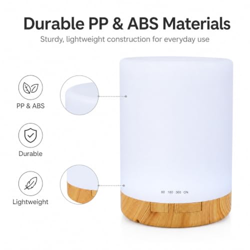 Compact 300mL Humidifier with Timer and Ambient Light for Bedroom and Office
