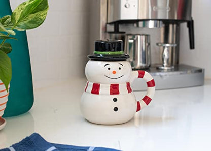 Snowman Mug with Black Top Hat Christmas Character - 17oz Ceramic Coffee Tea Cup - Whimsical Holiday Gift - Variation: Snowman