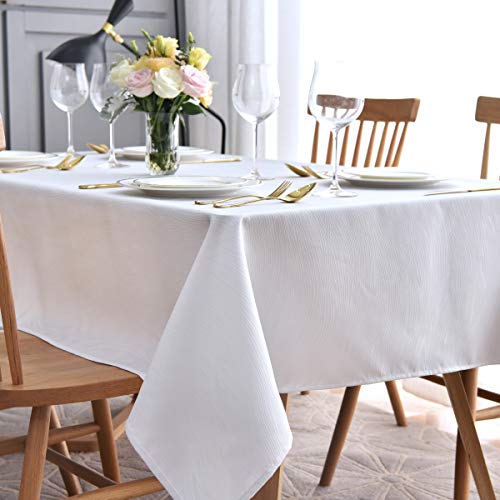 Heavyweight Jacquard Table Cloth 70x52 Inches Swirl Pattern Spillproof & Wrinkle Resistant