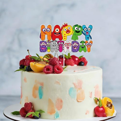 Number Happy Birthday Cake Topper Block Theme - Cake Decorations
