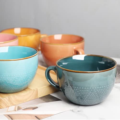 Orange Ceramic Soup Mug with Handle - 24 Ounce XXL Coffee Tea Cereal Bowl