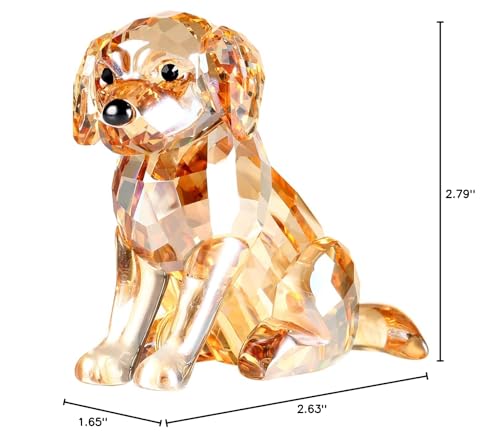 Crystal Labrador Dog Puppy Figurine Animals Lovely Craft Home Decor Ornaments Collectible Birthday Gifts (Gold)