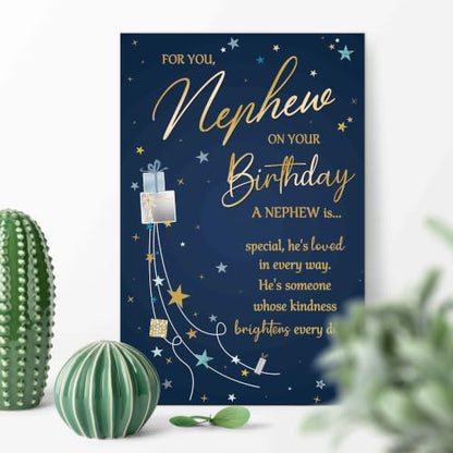 Birthday Card Gift for Nephew from Aunt or Uncle - Heartfelt Message, Red Envelope, 8.1 x 5.3 Inches - For Nephew