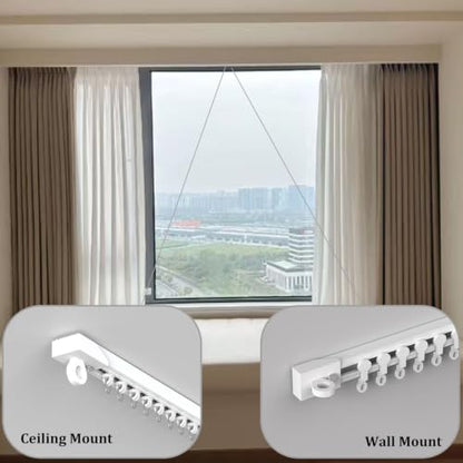 Self-Adhesive Ceiling Curtain Track No Drill 12.5 ft No Damage Wall Mount System