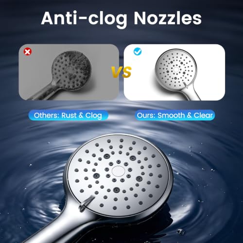FEELSO High Pressure Handheld Shower Head with Chrome Finish - Combo
