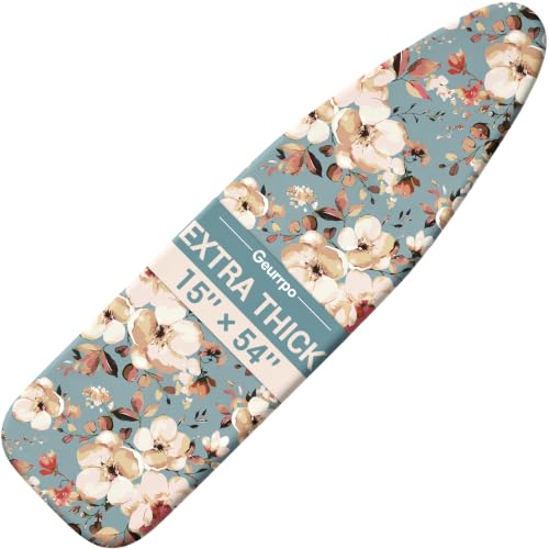 Sage Green Floral Ironing Board Cover 15x54 Inch Thick Cotton Padding