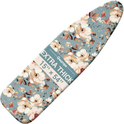 Sage Green Floral Ironing Board Cover 15x54 Inch Thick Cotton Padding