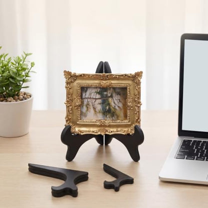 Small Plate Display Stand Set - Adjustable Plastic Support for Plates & Frames, 3 Sizes