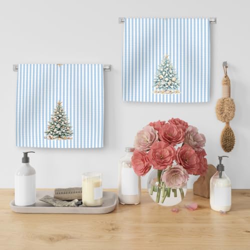 Christmas Kitchen Hand Towels Set of 2 - Beach Holiday Decor, 16x24 Inches - Festive Reindeer & Snowflake Pattern - Variation of Christmas 6