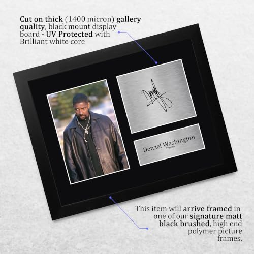 US Letter Framed Signed Denzel Washington Autograph Photo - Training Day Alonzo Gift
