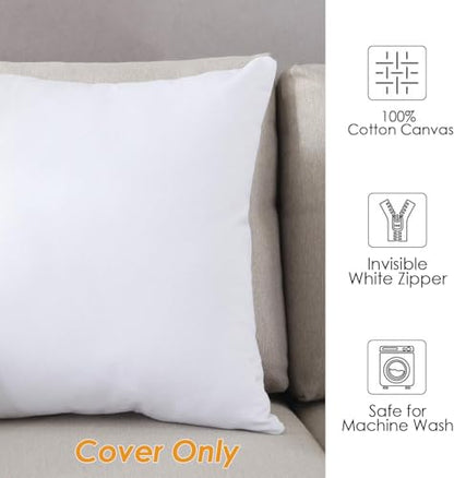 Dustproof Cotton Pillow Cover 22x22 Inch - Inner Shell with Zipper, Pack of 1