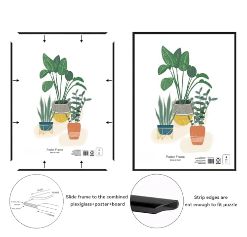 24x36 Black Wall Photo Frame – Flat Profile Picture Frame for Posters and Art Prints
