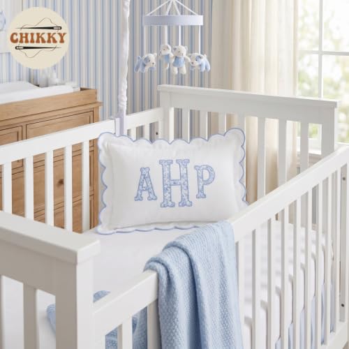 Personalized Embroidered Pillowcase - Custom Monogram with Scalloped Edge - 02