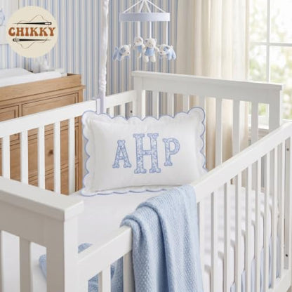 Personalized Embroidered Pillowcase - Custom Monogram with Scalloped Edge - 02