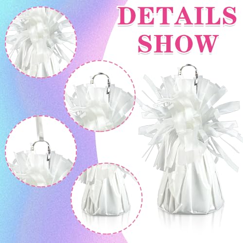 White Balloon Weights Set with Ribbons for Party Decorations - 6 Pieces