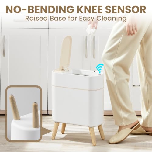Automatic Motion Sensor Bathroom Trash Can with Lid 2.6 Gallon - White