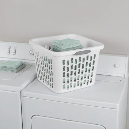 1.5 Bushel Square Plastic Laundry Basket with Handles - White