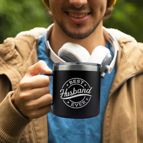 Personalized Husband Gift Tumbler 14oz Stainless Steel with Lid - Anniversary & Birthday Gift for Him
