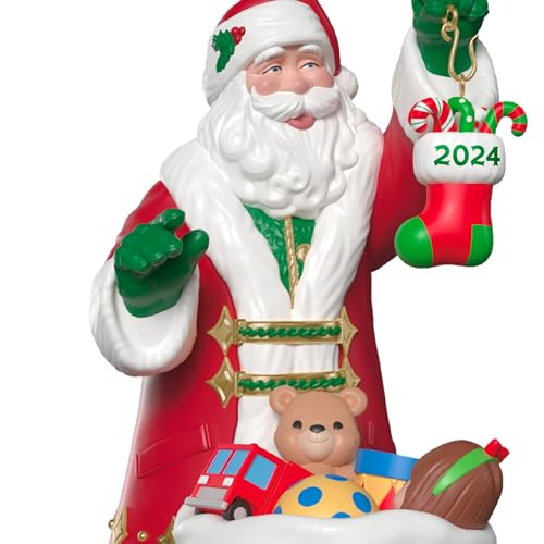 Hallmark Keepsake Christmas Ornament 2024 - Santa with Toys & Stocking - Holiday Decor
