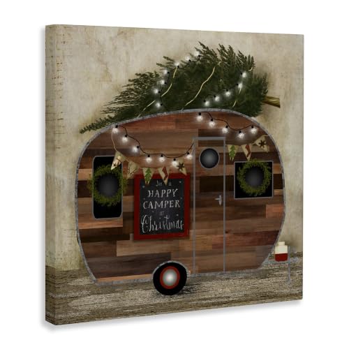 Unframed 30x30 Inch Canvas Wall Art Christmas Rustic Camping Scene