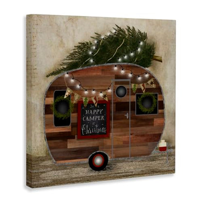 Unframed 30x30 Inch Canvas Wall Art Christmas Rustic Camping Scene