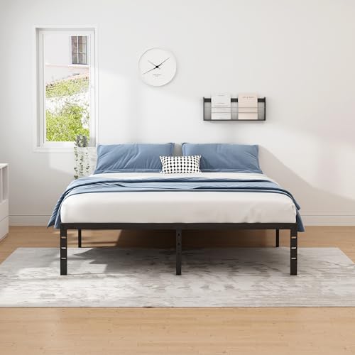 NEW JETO Metal Bed Frame,Twin Size Bed Frame with Storage Space,Heavy Duty Sturdy Mattress Foundation,Easy Assembly,No Box Spring Needed, Black,14 Inch,Twin