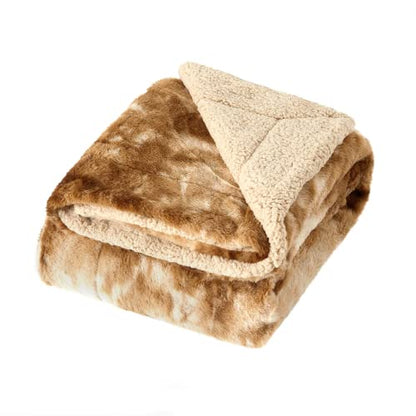 FairOnly Faux Fur Throw Blanket Sherpa Fleece Blanket Tie-dye Shaggy Decorative Double-Sided Throw Blanket Fluffy Fuzzy Plush Blanket for Bed Couch Sofa, Brown,50x60 Inches