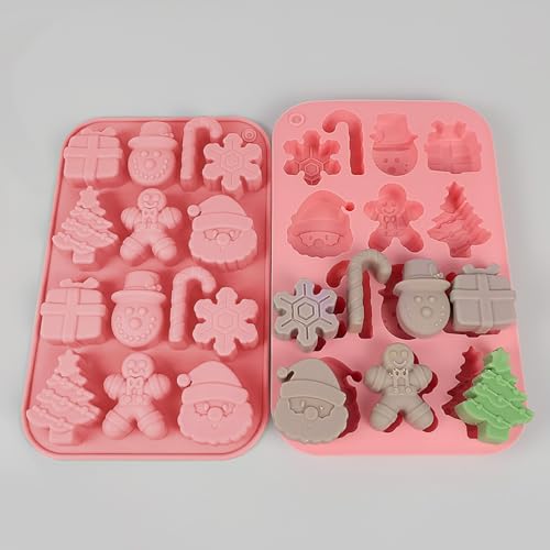 Christmas Silicone Molds Set - Tree, Santa, Gingerbread, Candy - 3pcs